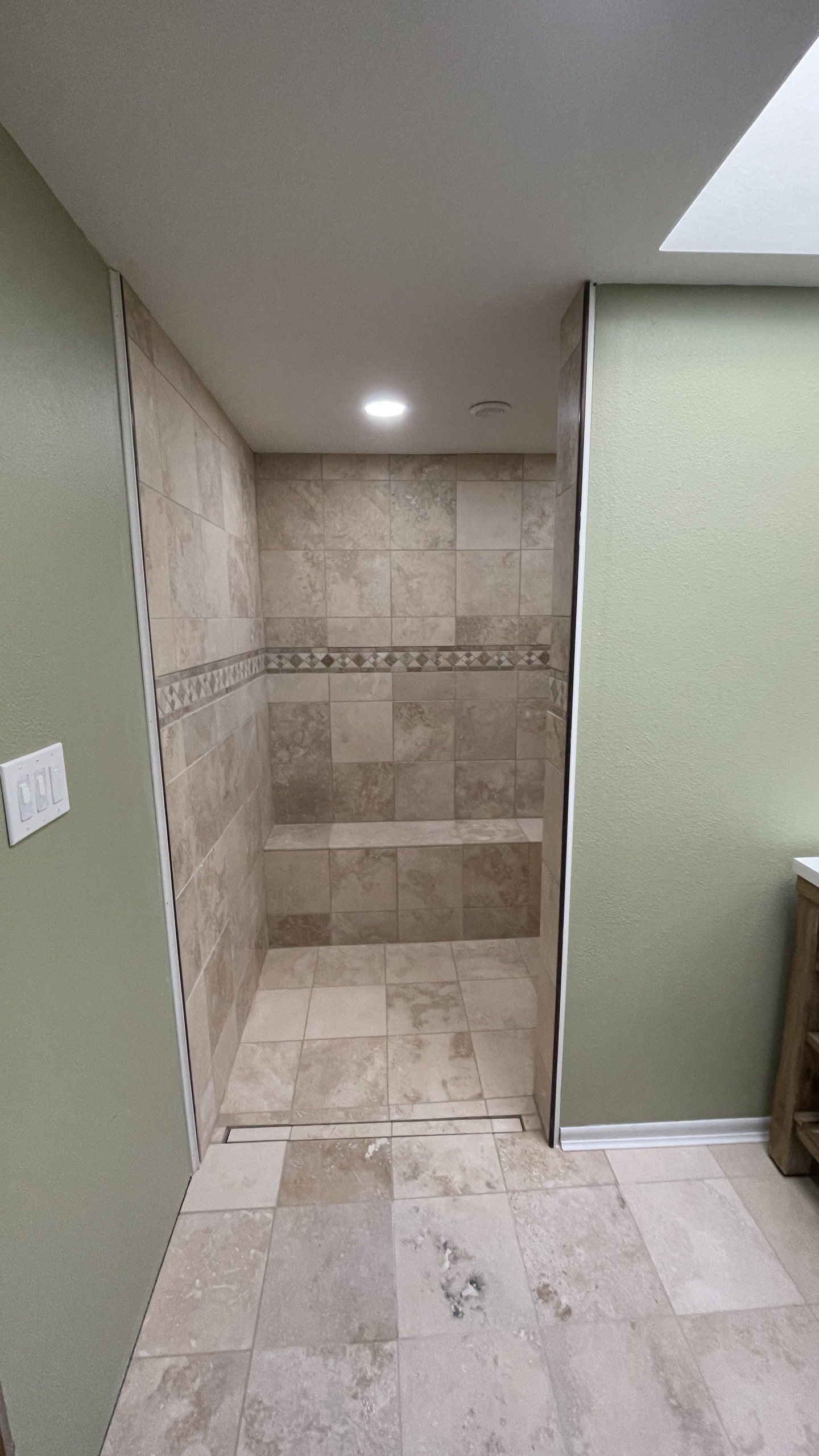 Looking into the finished shower.